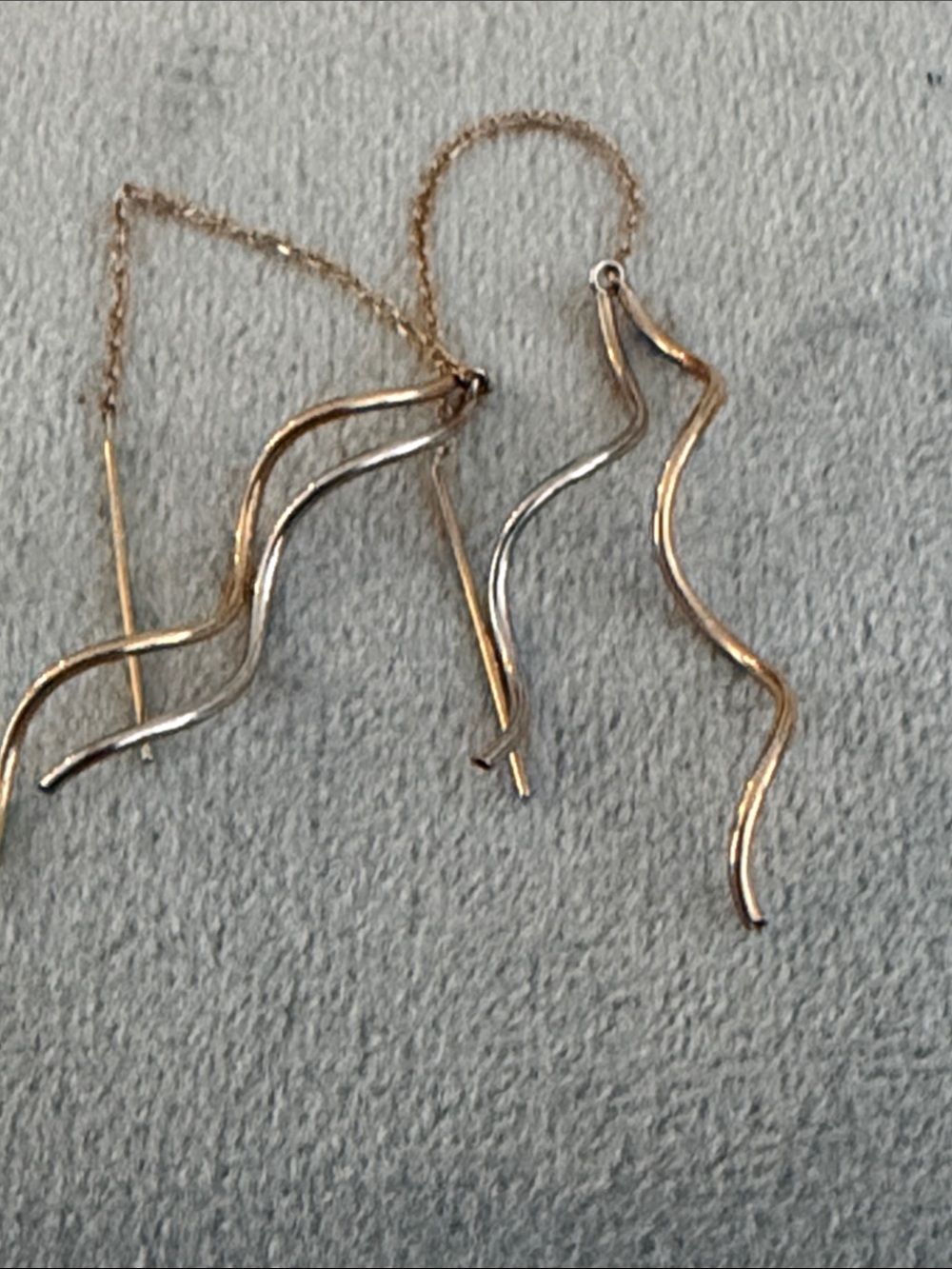 14k Gold Wave Drop Earrings - Women Jewelry